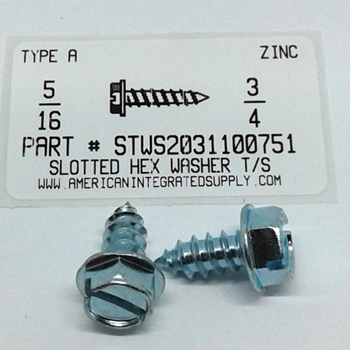 5/16X3/4 HEX WASHER HEAD SLOTTED TAPPING SCREW A,AB STEEL ZINC PLATED