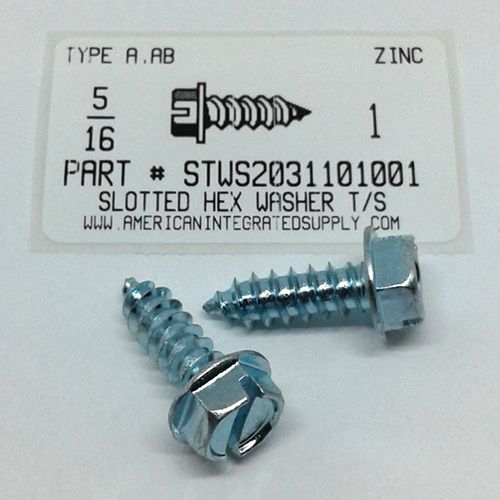 5/16X1 HEX WASHER HEAD SLOTTED TAPPING SCREW A,AB STEEL ZINC PLATED