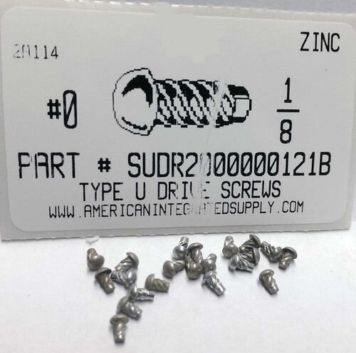 #0X1/8 ROUND HEAD U-DRIVE SCREW STEEL ZINC PLATED USE #51 DRILL REC. HOLE .067"