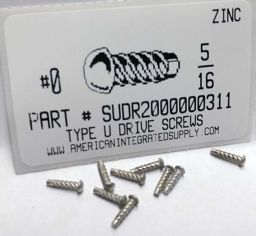 #0X5/16 ROUND HEAD U-DRIVE SCREW STEEL ZINC PLATED USE #51 DRILL REC. HOLE .067"