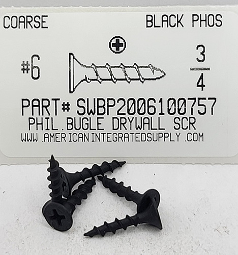 #6X3/4 BUGLE HEAD PHILLIPS COARSE DRYWALL SCREW STEEL PHOSPHATE