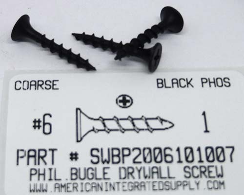 #6X1 BUGLE HEAD PHILLIPS COARSE DRYWALL SCREW STEEL PHOSPHATE