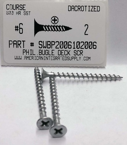 #6X2 BUGLE HEAD PHILLIPS DECK SCREW SCREW STEEL DACRONIZED