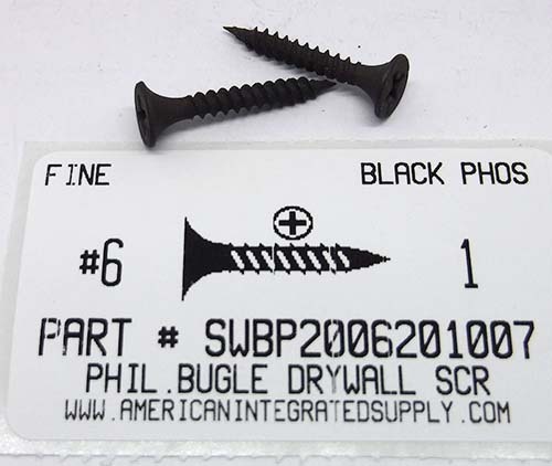 #6X1 BUGLE HEAD PHILLIPS DRYWALL SCREW FINE THREAD STEEL PHOSPHATE