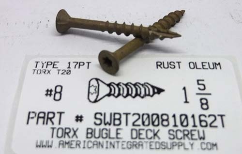 #8X1-5/8 BUGLE HEAD T20 DRIVE DECK SCREW T17 POINT STEEL TAN