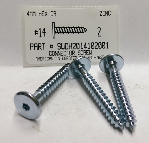 .275"X1.969" 17MM DECORATIVE HEAD CONNECTOR SCREW STEEL ZINC 4MM HEX DRIVE