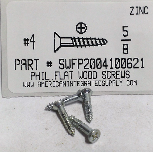 #4X5/8 FLAT HEAD PHILLIPS WOOD SCREW STEEL ZINC PLATED