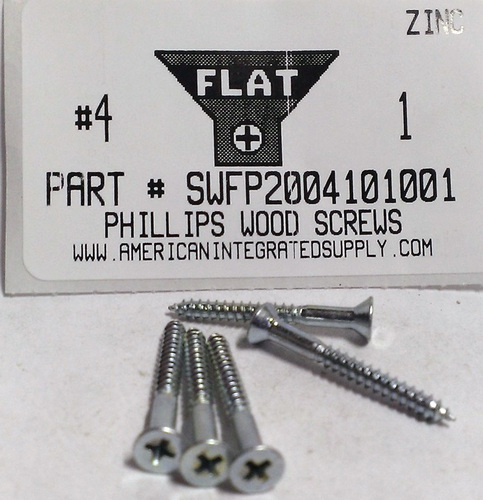 #4X1 FLAT HEAD PHILLIPS WOOD SCREW STEEL ZINC PLATED