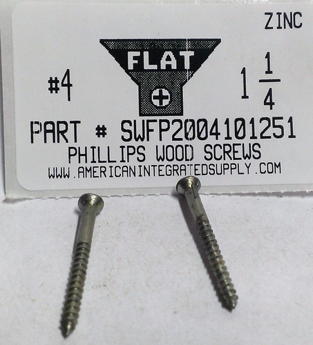 #4X1-1/4 FLAT HEAD PHILLIPS WOOD SCREW STEEL PLAIN (DISCONTINUED)