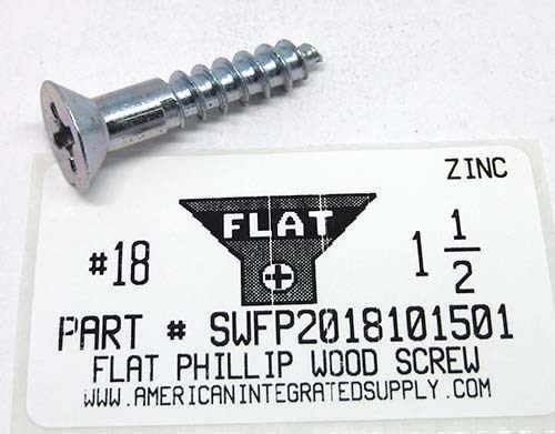 #18X1-1/2 FLAT HEAD PHILLIPS WOOD SCREW STEEL ZINC PLATED (DISCONTINUED)