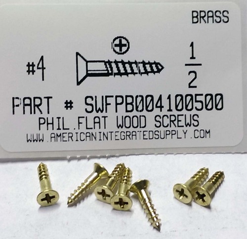 #4X1/2 FLAT HEAD PHILLIPS WOOD SCREW BRASS