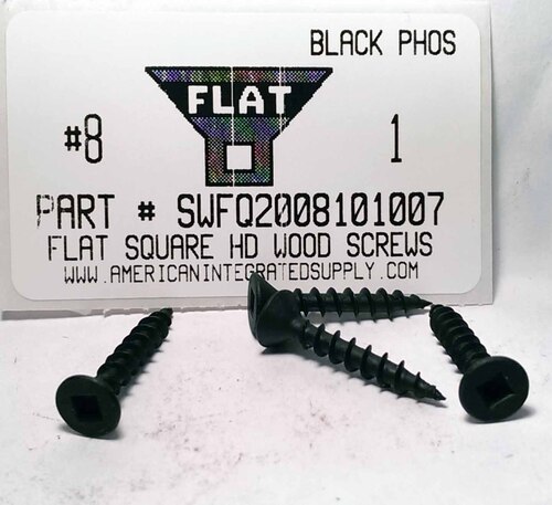 #8X1 FLAT HEAD SQUARE DRIVE WOOD SCREW  SCREW STEEL BLACK