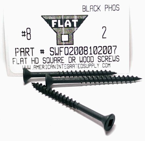 #8X2 FLAT HEAD SQUARE DRIVE WOOD SCREW STEEL BLACK