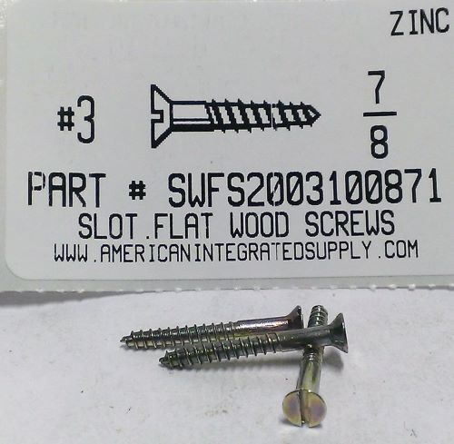 #3X7/8 FLAT HEAD SLOTTED WOOD SCREW STEEL ZINC PLATED