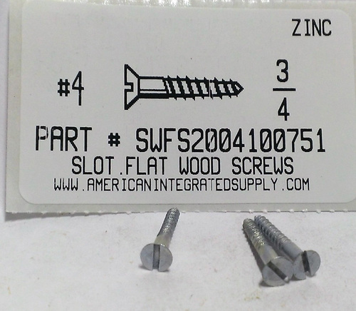 #4X3/4 FLAT HEAD SLOTTED WOOD SCREW STEEL ZINC PLATED