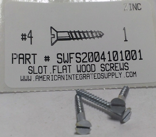 #4X1 FLAT HEAD SLOTTED WOOD SCREW STEEL ZINC PLATED