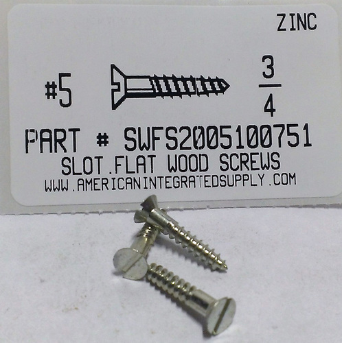 #5X3/4 FLAT HEAD SLOTTED WOOD SCREW STEEL ZINC PLATED