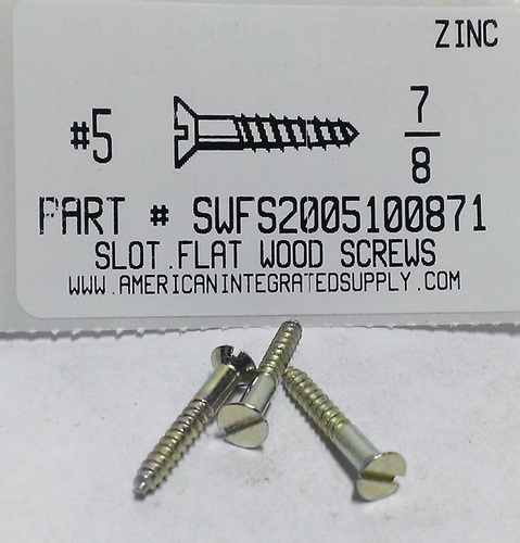 #5X7/8 FLAT HEAD SLOTTED WOOD SCREW STEEL ZINC PLATED