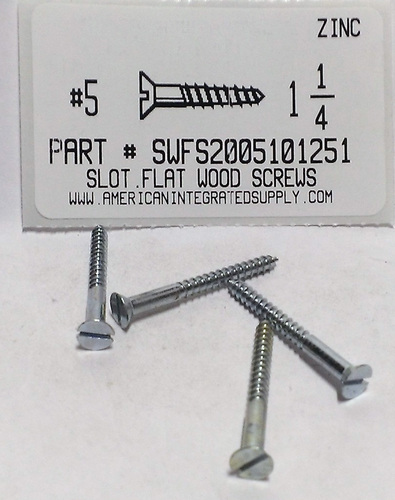 #5X1-1/4 FLAT HEAD SLOTTED WOOD SCREW STEEL ZINC PLATED