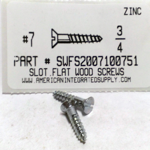 #7X3/4 FLAT HEAD SLOTTED WOOD SCREW STEEL ZINC PLATED