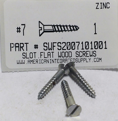 #7X1 FLAT HEAD SLOTTED WOOD SCREW STEEL ZINC PLATED