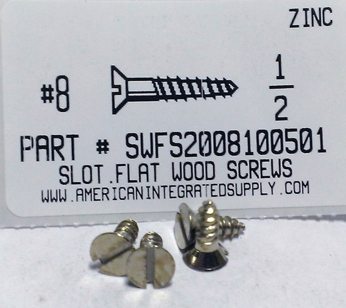 #8X1/2 FLAT HEAD SLOTTED WOOD SCREW STEEL ZINC PLATED