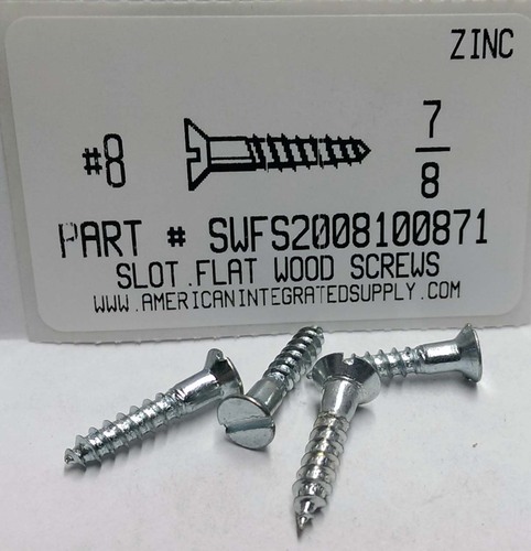 #8X7/8 FLAT HEAD SLOTTED WOOD SCREW STEEL ZINC PLATED