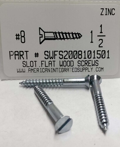 #8X1-1/2 FLAT HEAD SLOTTED WOOD SCREW STEEL ZINC PLATED