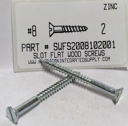 #8X2 FLAT HEAD SLOTTED WOOD SCREW STEEL ZINC PLATED