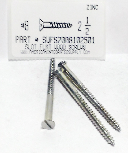 #8X2-1/2 FLAT HEAD SLOTTED WOOD SCREW STEEL ZINC PLATED