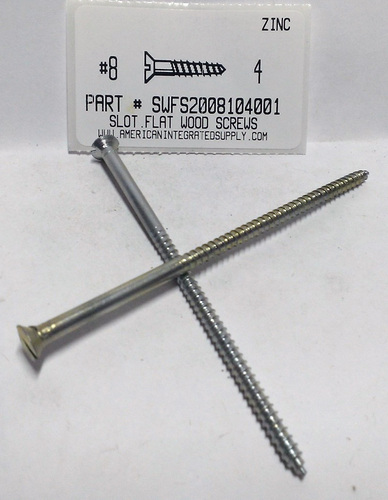 #8X4 FLAT HEAD SLOTTED WOOD SCREW STEEL ZINC PLATED