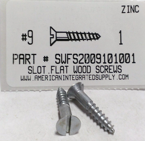 #9X1 FLAT HEAD SLOTTED WOOD SCREW STEEL ZINC PLATED