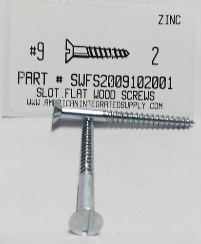 #9X2 FLAT HEAD SLOTTED WOOD SCREW STEEL ZINC PLATED