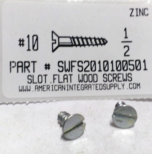 #10X1/2 FLAT HEAD SLOTTED WOOD SCREW STEEL ZINC PLATED