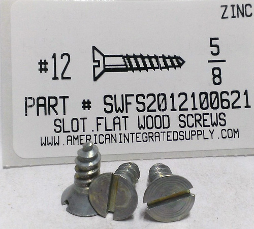 #12X5/8 FLAT HEAD SLOTTED WOOD SCREW STEEL ZINC PLATED (DISCONTINUED)