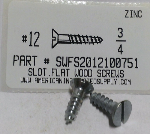 #12X3/4 FLAT HEAD SLOTTED WOOD SCREW STEEL ZINC PLATED (DISCONTINUED)