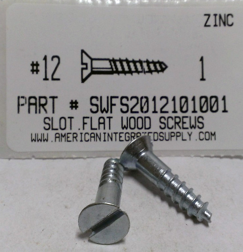 #12X1 FLAT HEAD SLOTTED WOOD SCREW STEEL ZINC PLATED