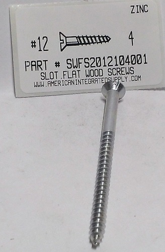 #12X4 FLAT HEAD SLOTTED WOOD SCREW STEEL ZINC PLATED