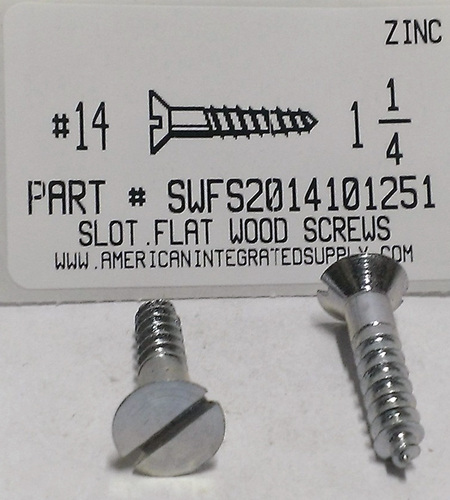 #14X1-1/4 FLAT HEAD SLOTTED WOOD SCREW STEEL ZINC PLATED