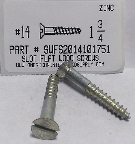 #14X1-3/4 FLAT HEAD SLOTTED WOOD SCREW STEEL ZINC PLATED