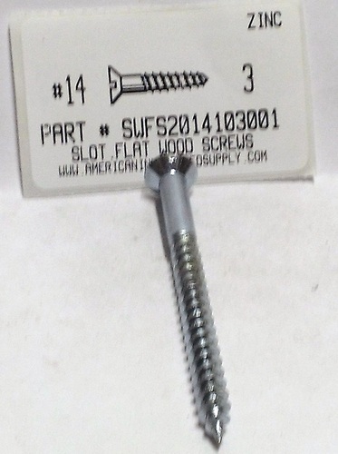 #14X3 FLAT HEAD SLOTTED WOOD SCREW STEEL ZINC PLATED