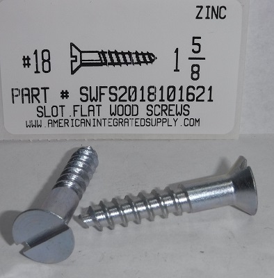 #18X1-5/8 FLAT HEAD SLOTTED WOOD SCREW STEEL ZINC PLATED (DISCONTINUED)