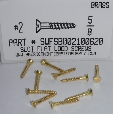 #2X5/8 FLAT HEAD SLOTTED WOOD SCREW BRASS