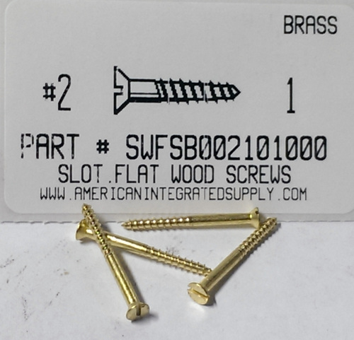 #2X1 FLAT HEAD SLOTTED WOOD SCREW BRASS