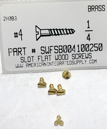 #4X1/4 FLAT HEAD SLOTTED WOOD SCREW BRASS