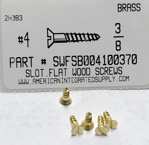 #4X3/8 FLAT HEAD SLOTTED WOOD SCREW BRASS