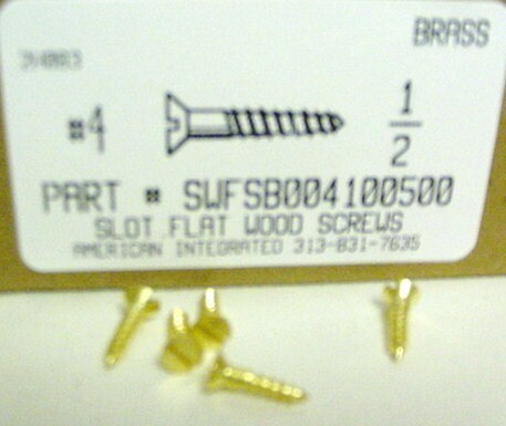 #4X1/2 FLAT HEAD SLOTTED WOOD SCREW BRASS