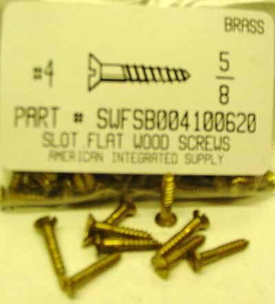 #4X5/8 FLAT HEAD SLOTTED WOOD SCREW BRASS