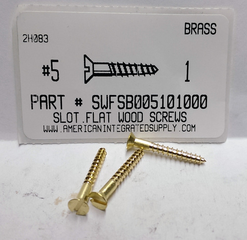 #5X1 FLAT HEAD SLOTTED WOOD SCREW BRASS