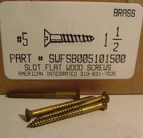 #5X1-1/2 FLAT HEAD SLOTTED WOOD SCREW BRASS